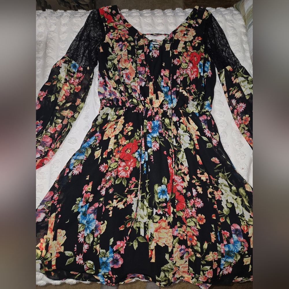 Betsey Johnson Floral Black Dress